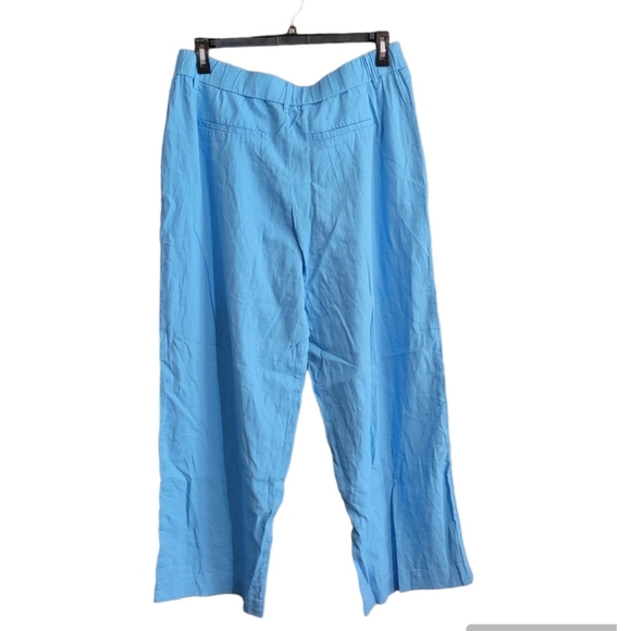 A New Day High Rise Linen Wide Leg Fluid pants Blue - Picture 5 of 13